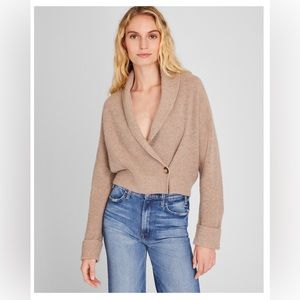 Club Monaco Cashmere Shawl Wrap Cardigan in Dark Oat Heather